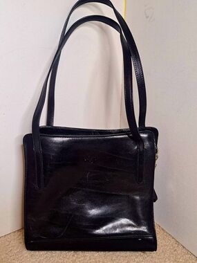 Monsac Black Leather Shoulder Handbag Purse